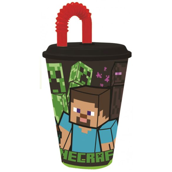 Minecraft Szívószálas pohár, műanyag 430 ml 