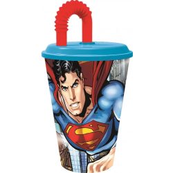 Superman szívószálas pohár, műanyag 430 ml 
